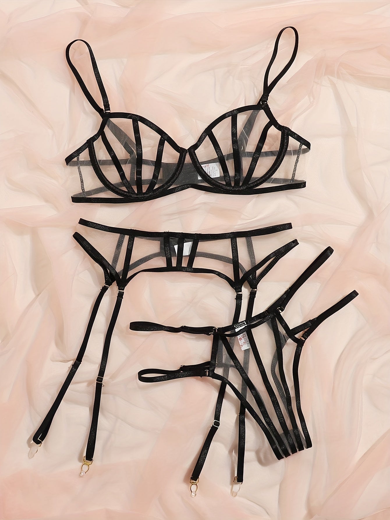 SERAPHA - BOLD BLACK TRANSPARENT LINGERIE SET