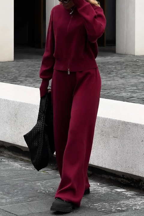 Sally - High Neck Sweatshirt & Elastic Waist Pants Set