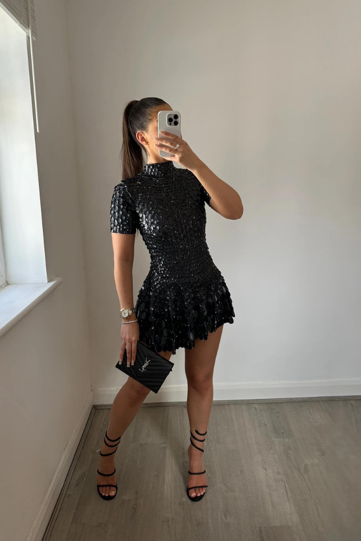 Juliet | High-neck Sequin Mini Dress