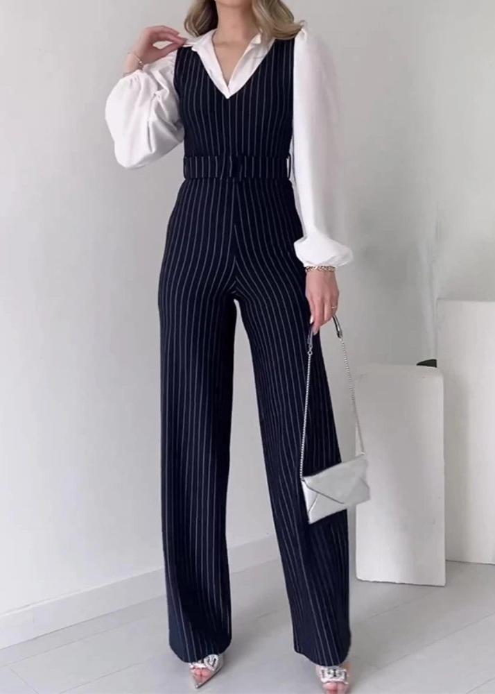 ANGÈLE | STRIPED HIGH-WAIST JUMPSUIT